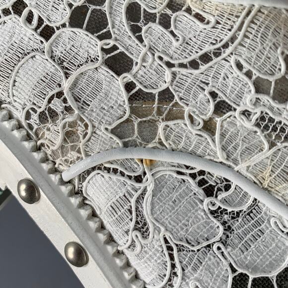 GIVENCHY Size 10 White Leather Lace Studded Derby Shoes - Picture 14 of 14